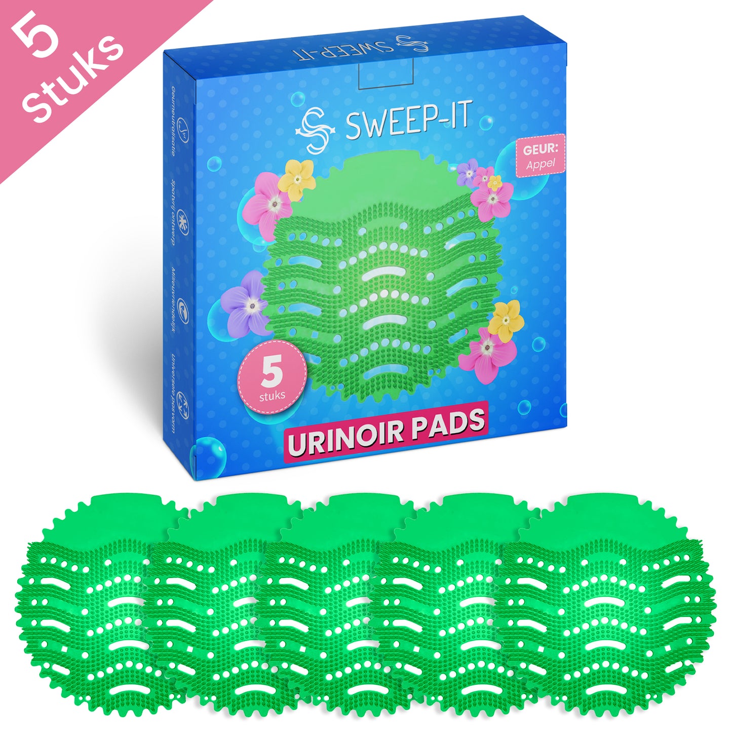 Sweep-it Urinoir Matten – Appel (5 stuks, Groen)