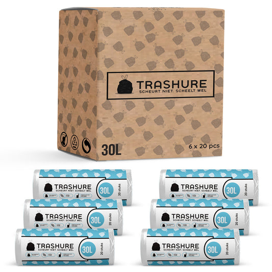 Trashure – 120 Vuilniszakken 30L met trekbandsluiting