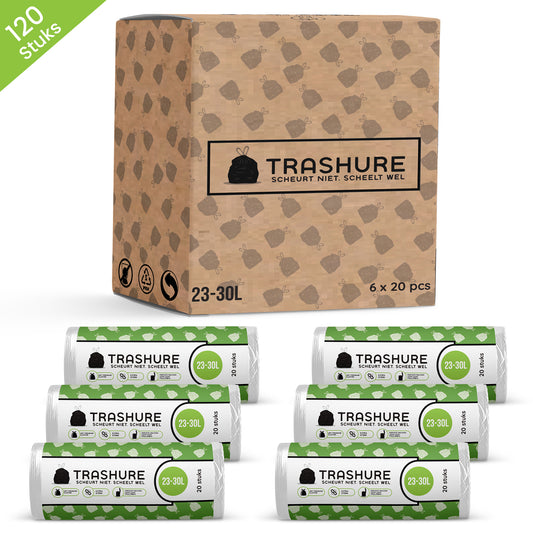 Trashure – 120 Vuilniszakken 23-30L met trekbandsluiting