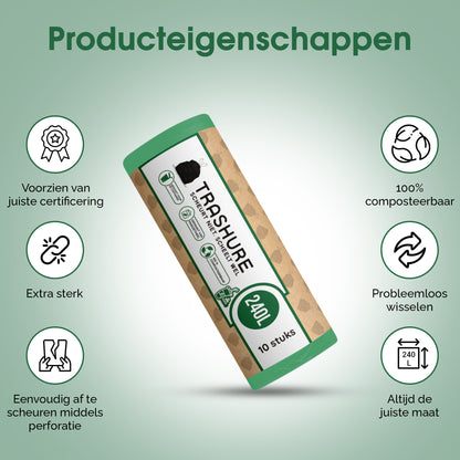 Trashure Container Vuilniszakken - Composteerbaar - 120 Liter - 20 Stuks - GFT Geschikt