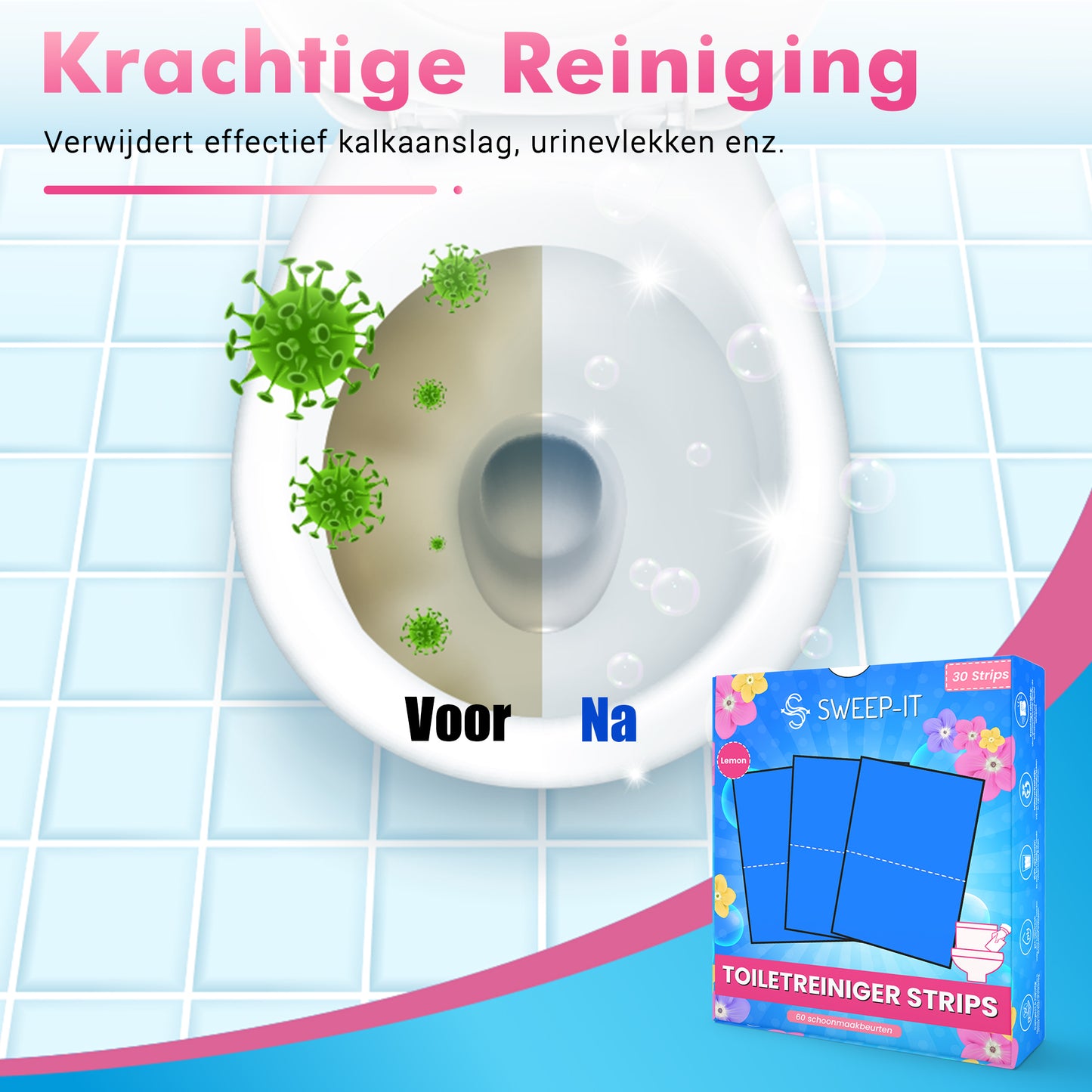 Sweep-it Toiletreiniger Strips – 60 beurten (30 vellen)