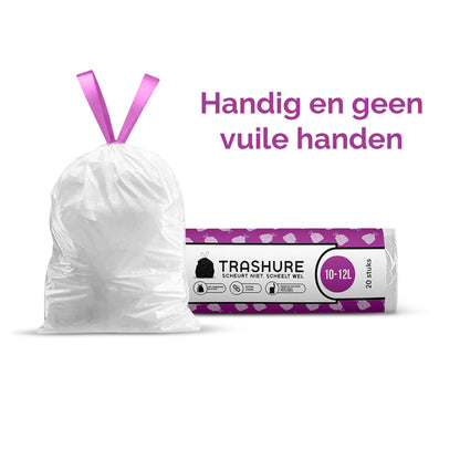 Trashure Vuilniszakken - Code C - Geschikt voor Brabantia prullenbak - 10/12L - 6 rollen x 20 stuks - 10-12 liter met trekbandsluiting