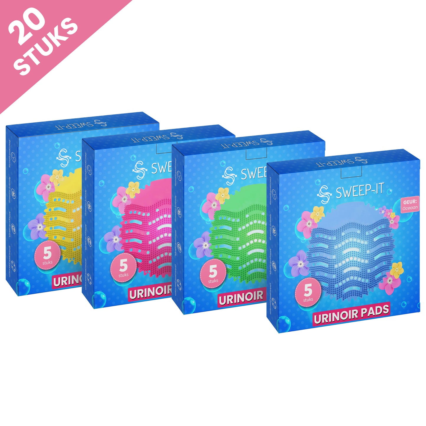 Sweep-it - Urinoir matten - 20 stuks - Tegen spatten - Mix van frisse geuren - 4 x 5 stuks