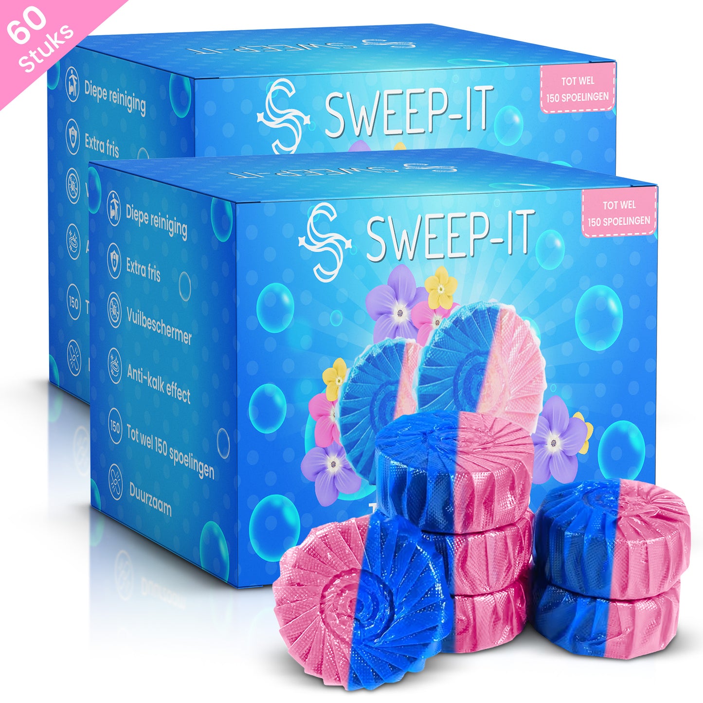 Sweep-it Toiletblokjes Inbouwreservoir – 60 stuks